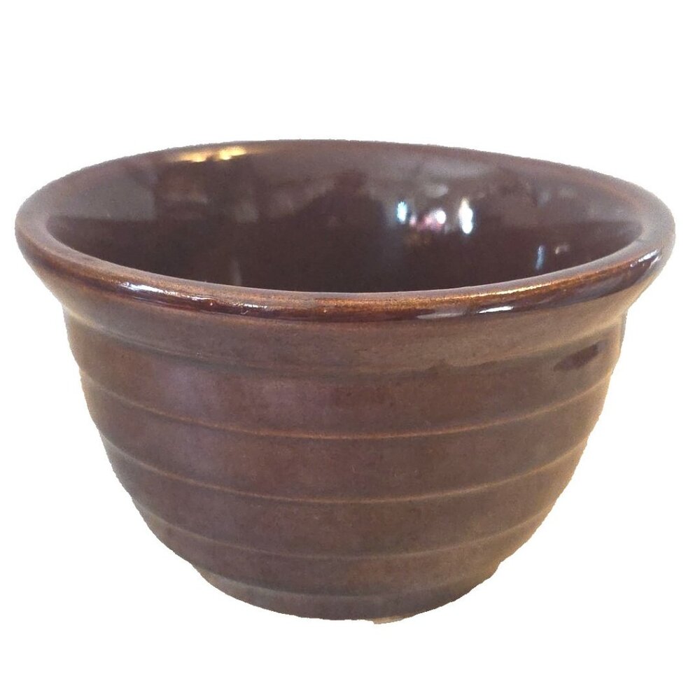 Brown 5" Stoneware Bowl Maple Leaf Monmouth Pottery Beehive Vintage USA